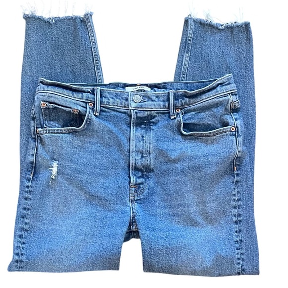 GRLFRND Karolina Crop Slightly Distressed Blue Denim Jean Sixpence Wash Size 31 - Picture 4 of 11